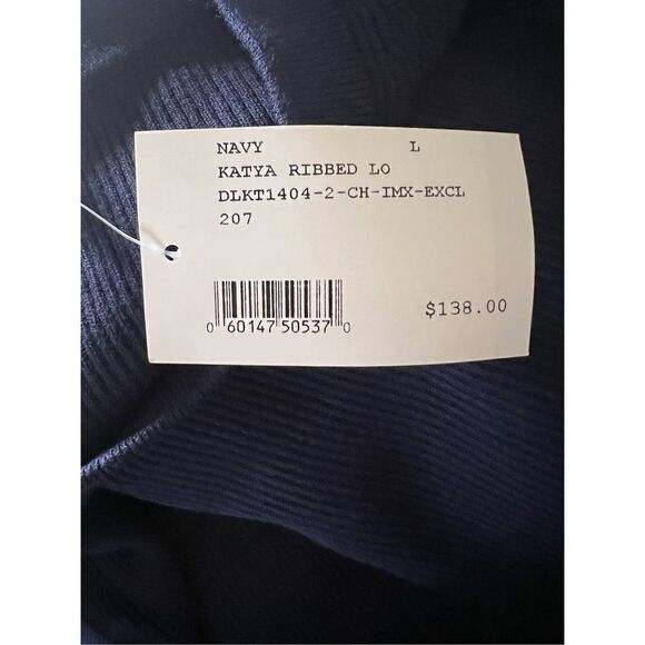 Intermix Women's Navy Crew Neck Katya Rib Knit Short Sleeve Crop Top Size L NWT - Picture 7 of 7